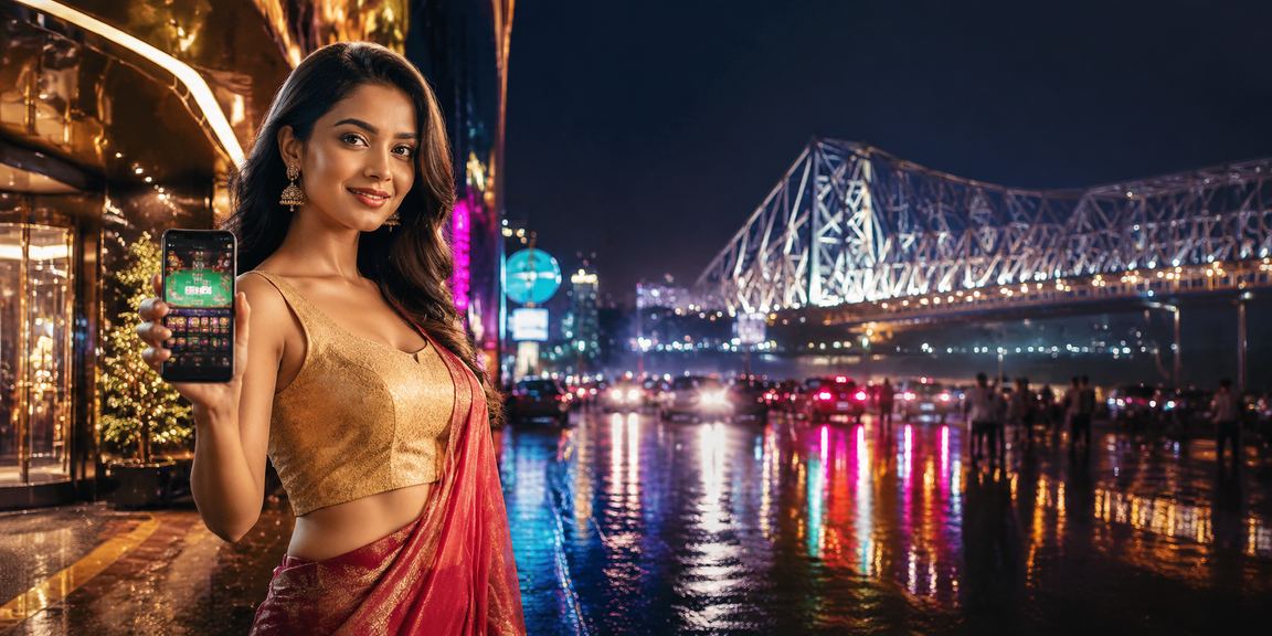 VIP member using casino app with neon lights in Kolkata