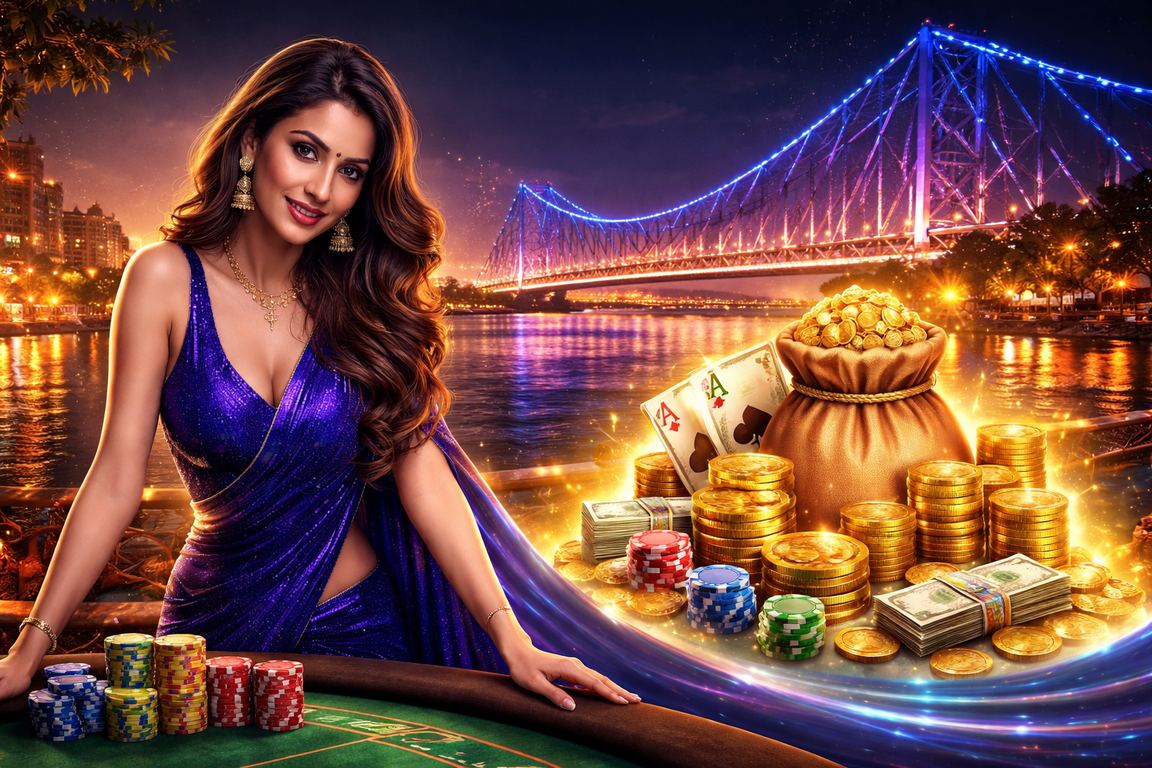 Mobile friendly casino game selection interface in blue and gold theme